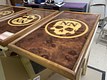 Faux burl wood tabletop on plywood